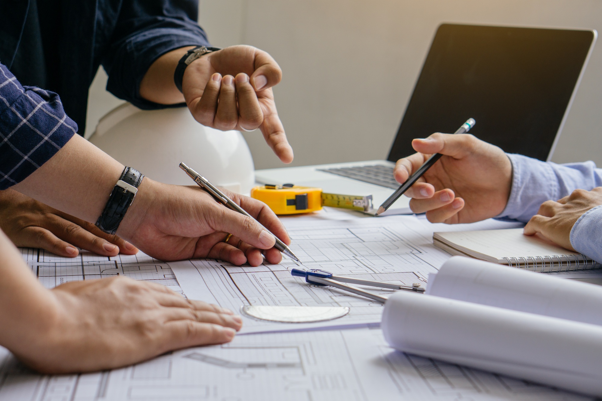 Team of architects and engineer Planning Design Draw Teamwork Concept